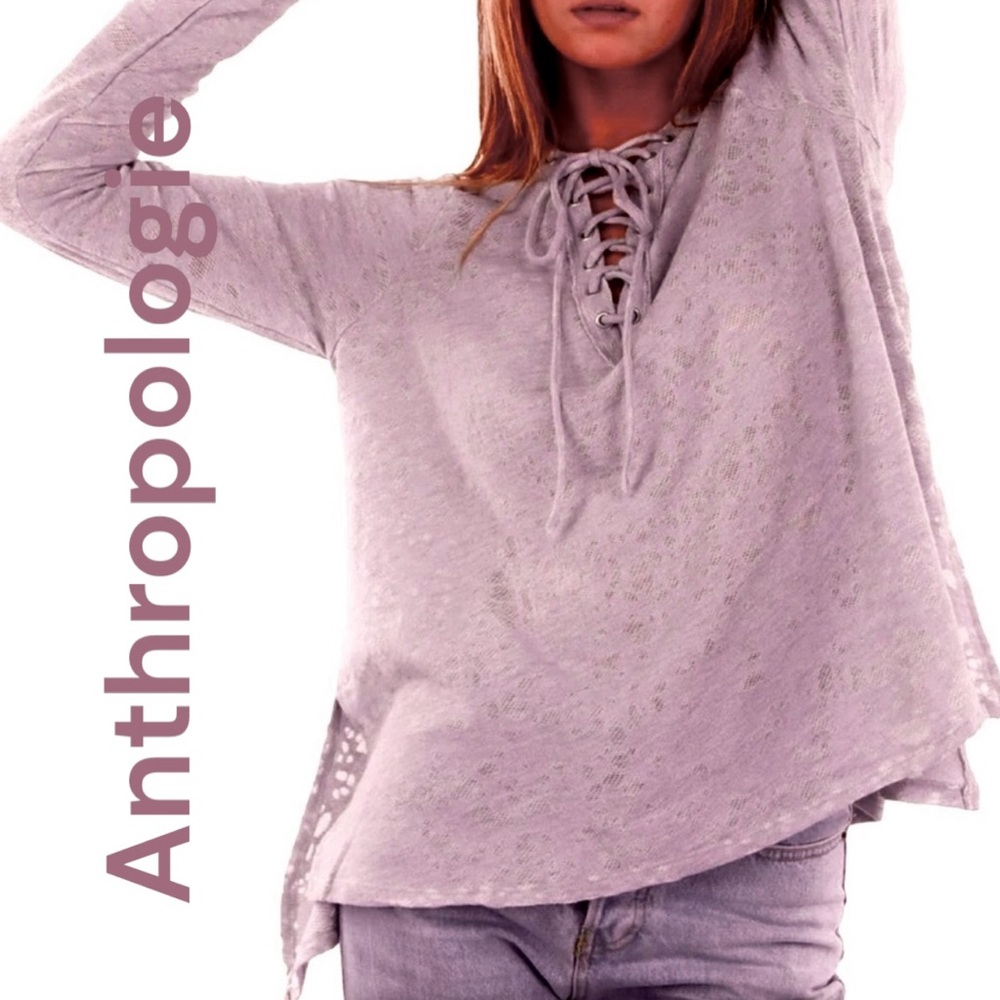 NWOT Anthropologie MARONIE burnout Polyester/Rayon Lace Up L Hoodie Exceptional!